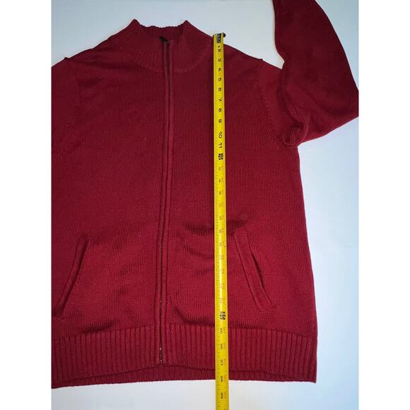 LL Bean Sweater Men’s Size L Red 1/4 Zip Pullover Mock Neck Long Sleeve Cotton - Picture 10 of 16